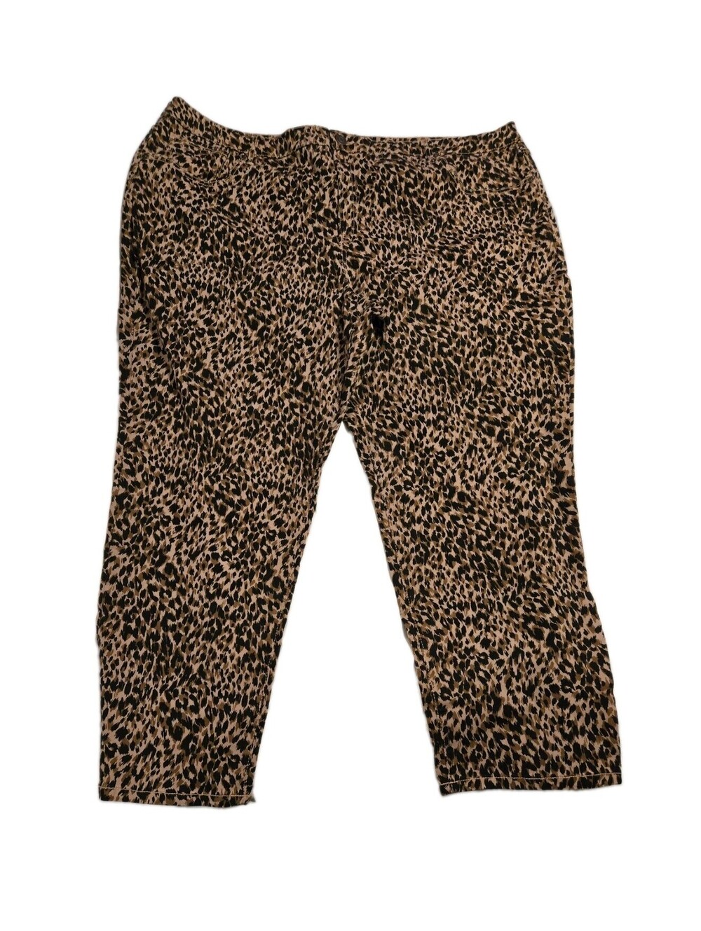 Terra & Sky Women Plus 24 W Petite Straight Leg Jeans Leopard Print Denim Pants